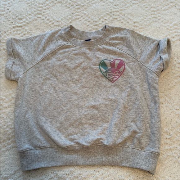 Old Navy Other - Old Navy Gray Kids Short Sleeve Sweatshirt with Multicolor Heart